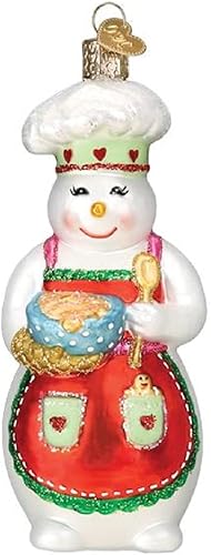 Miniatura 7 de Old World Christmas Adornos de muñeco de nieve con máscara facial Adornos soplados de vidrio para árbol de Navidad