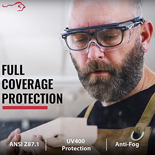 Safe Handler Duarte Premium Over The Glass Safety Glasses; Ansi Z87.1 Impact Resistant Polycarbonate Wraparound Lenses, With Anti-Fog & Anti-Scratch, Uv400 Protection #TOP2