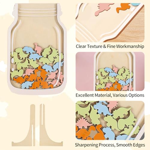 CENCERY Wooden Reward Jar & Chart for Kids, Dinosaurs, 13.5cm x 21cm (5.31 inches x 8.27 inches) - Image 3