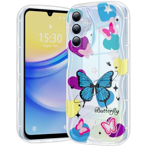 Coque Samsung Galaxy A15 5G transparente imprimé papillon silicone souple