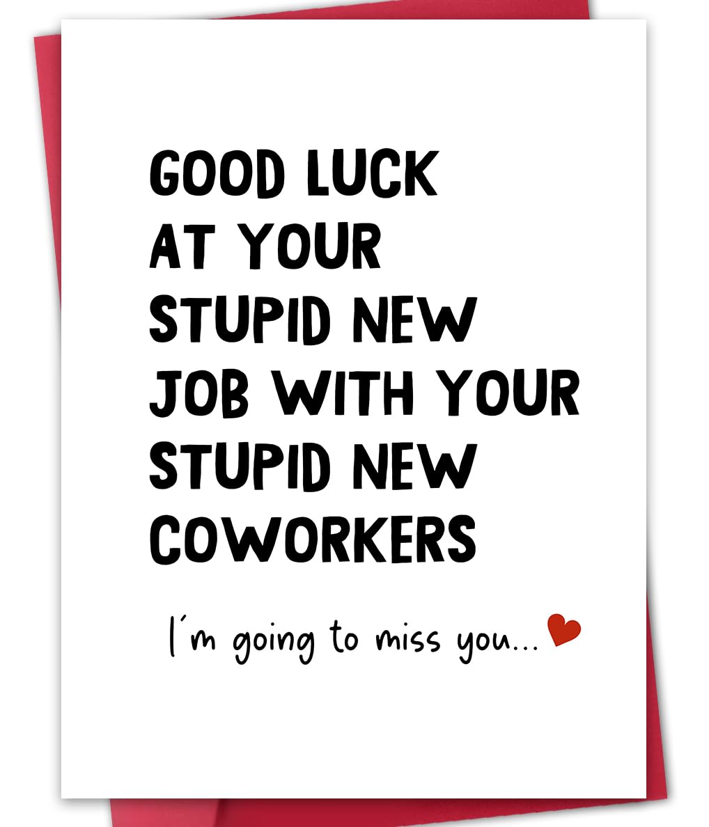 Funny New Job Card, Good Luck Card, Goodbye Card for Coworker, Farewell Gift, Leaving Job Gift, Blank Inside, with Red Envelope and Gold Seal Sticker