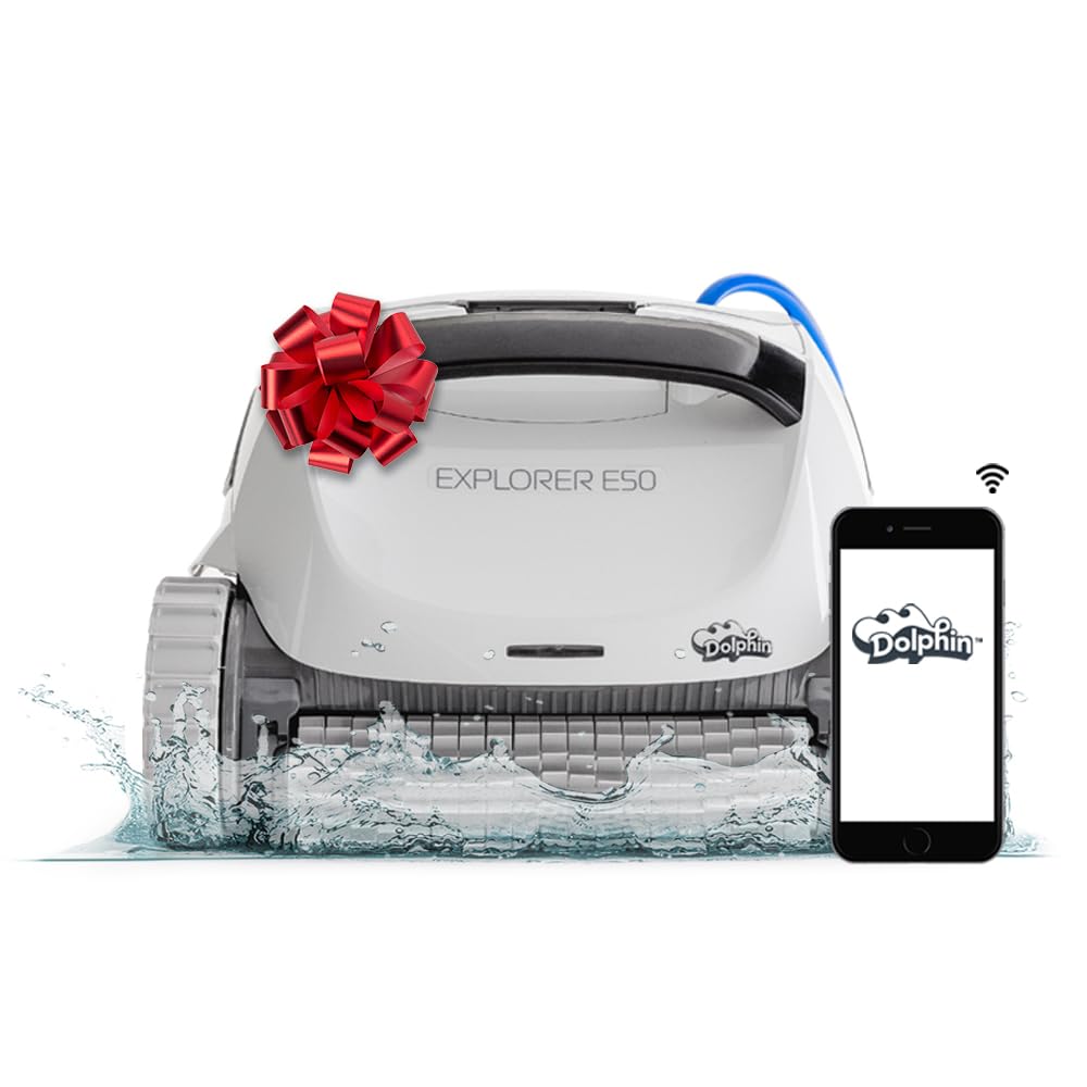 Dolphin (2025 Model) Explorer E50 Wi-Fi Automatic Robotic Pool Vacuum Cleaner, Waterline Scrubber Brush, Ideal for All Pool Up to 50 Feet in Length
