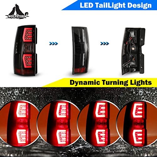 Wolfstorm Led Tail Lights Fit 2007-2014 Chevy Suburban/Tahoe,Sequential Signal Function, 07-14 Chevy Suburban Led Tail Light Replacement Assembly(Clear Lens) #TOP1