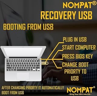 NomPat 64GB Bootable USB 3.0 - System Repair, Recovery & Reinstall Tool Compatible with Windows 11- UEFI | Legacy Support - No Key Included
