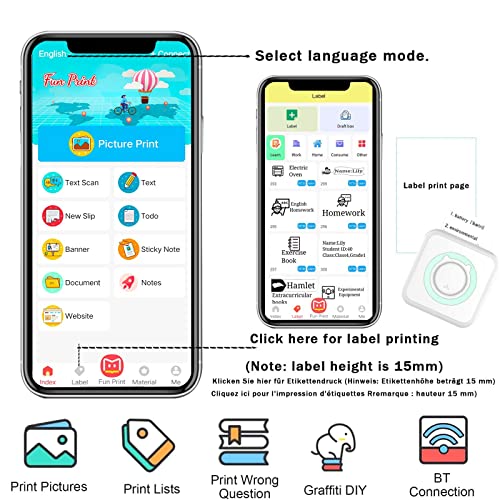 Pocket thermische printer, multifunctionele mini fotoprinter, draadloze bluetooth printer, labelprinter, labelprinter… - Image 8