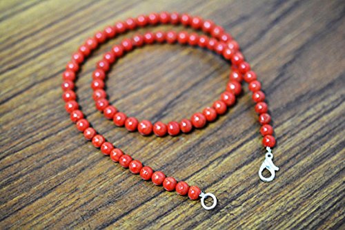 natural italian coral round ball shape bead necklace/ 4.0-5.0 mm / 16 inch