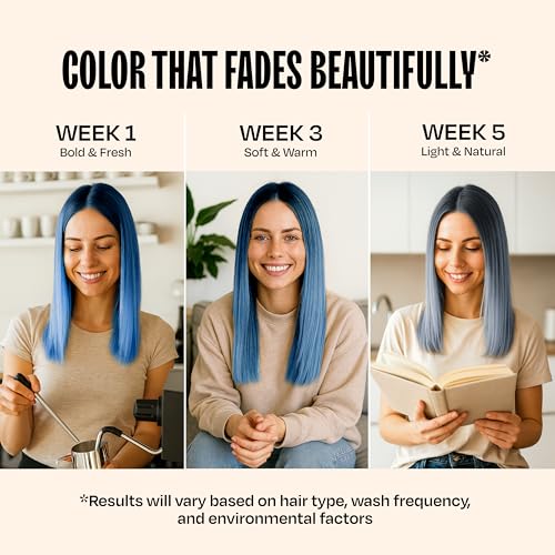 Image of Overtone Semi Permanent Hair Color Conditioner, Blue Lagoon, 8 oz, Nourishing, Damage-Free, Color Depositing Mask for All Hair Types with Shea Butter & Coconut Oil, Vegan & Cruelty-Free