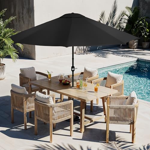 LUE BONA 10FT Patio Umbrella, Waterproof Outdoor Market Umbrella with Easy Crank & Tilt, Patio Table Umbrella for Deck Garden Backyard Pool, Black