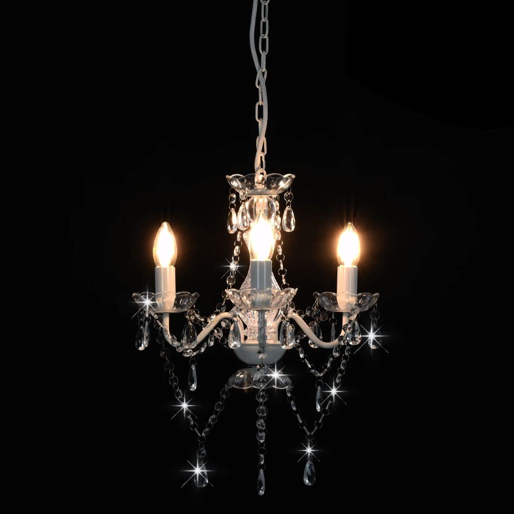 vidaXL Lámpara de Araña Redonda con Cuentas 3xE14 Bombillas Interior Hogar Decoración Iluminación Luz Mobiliario Habitación Diseño Estilo Plateada