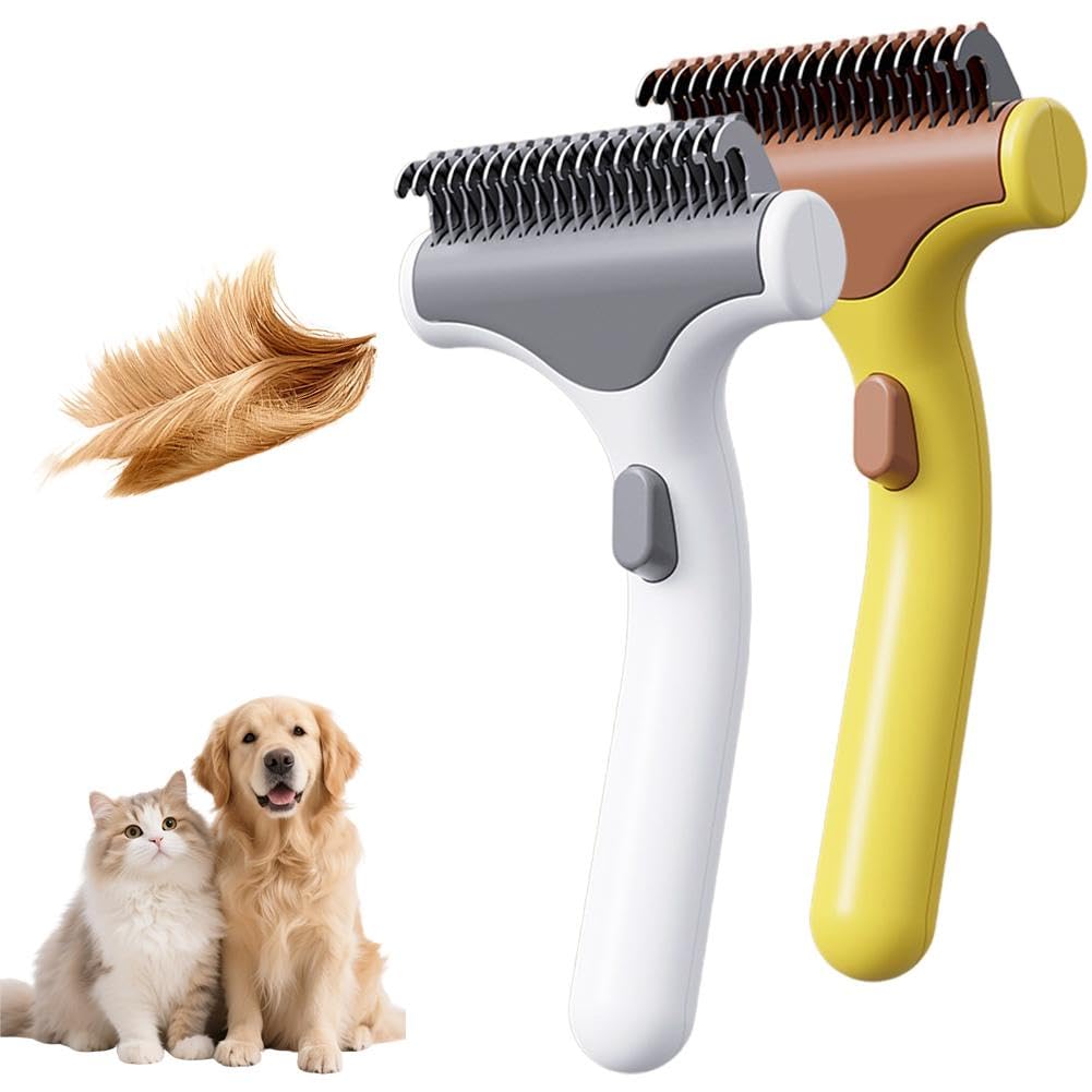 Pet Pro Grooming Tool - Undercoat Rake for Dogs & Cats,2027 New Dematting Comb for Long & Short Hair,Professional Pet Grooming Brush,Deshedding Tool for Long & Short Hair, Heavy Shedding & Matted Fur
