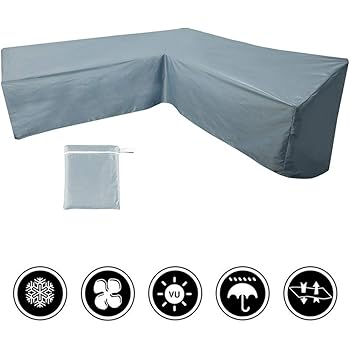 L Shaped Garden Furniture Cover Outdoor Patio Furniture Covers With Storage Bag For Moving Or Sunscreen Waterproof Anti Uv Easy To Clean Fit For Outdoor Patio Table And Chairs 270x270x90cm Grey Garden Outdoors Sofas