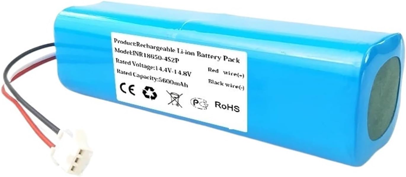 14.8V 5600mAh/6800mAh Battery INR18650 M26-4S2P 4INR19/66-2 ，Compatible for Realme/TechLife Robot Vacuum Cleaner(6800mAh)
