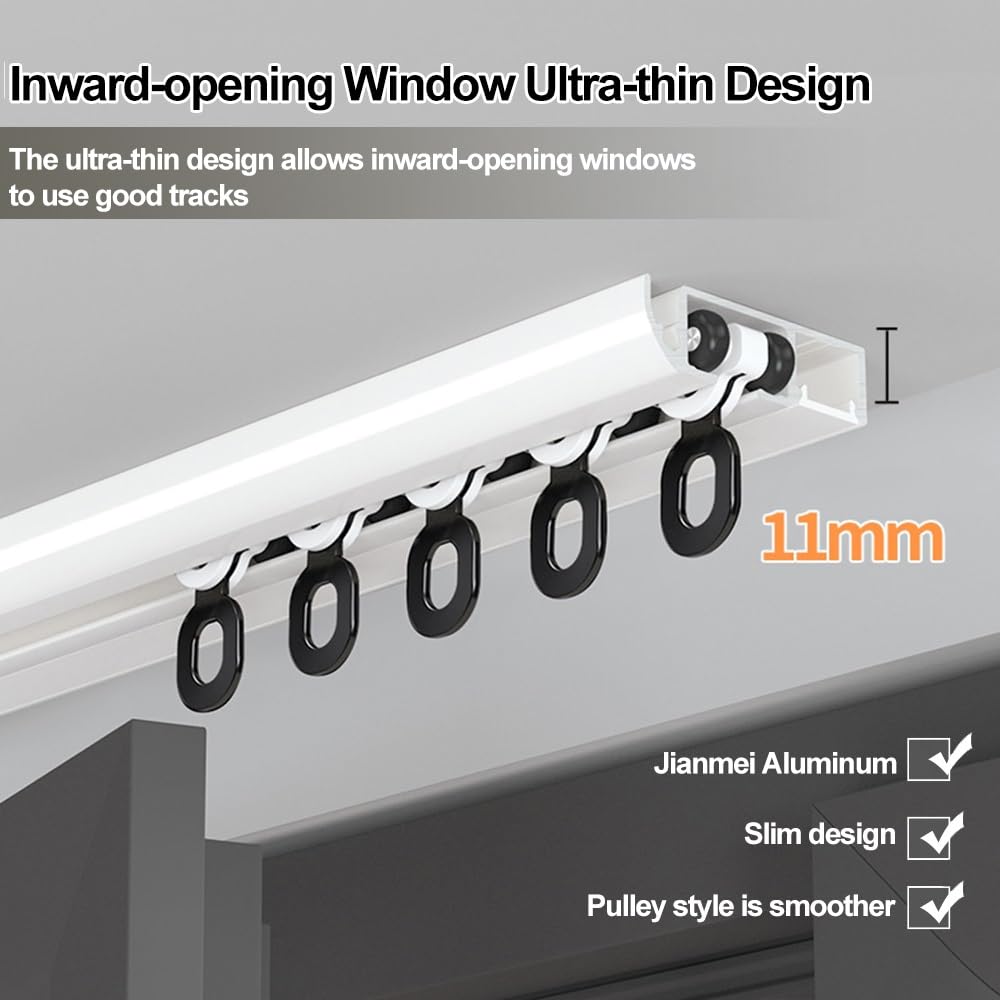 Deckenvorhangschiene, 1–6 M, Gardinenschiene-Set Aus Aluminiumlegierung, Gardinenstange Für Raumteiler/Wohnzimmer/Schlafzimmer/Innenfenster(C-1,120cm)