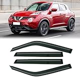 Rain Guards for 2011-2017 Nissan Juke, Out-Channel Window Visor Shields Vent Deflector Shade Wind Dark Smoke 2012 2013 2014 2015 2016 11 12 13 14 15 16 17, Outside-Mount, 4PCS