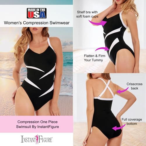 Made in USA Women's Compression Shapewear One-Piece Swimsuit w/Slimming Tummy Control2