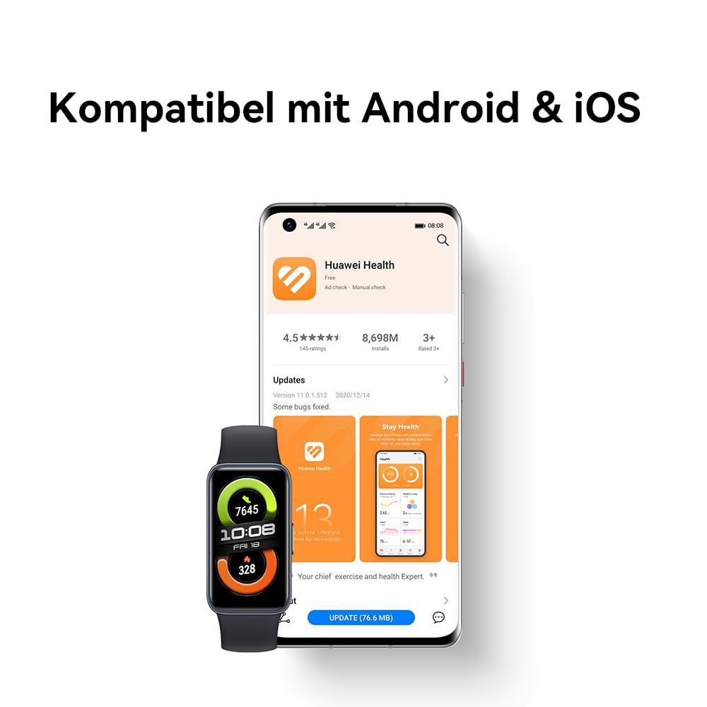HUAWEI Band 8 Smartwatch, Ultraflaches Design, Schlaf-Tracking, 2 Wochen Akkulaufzeit,Gesundheits- und Fitness-Tracker, Kompatibel mit Android & iOS, Sakura Pink
