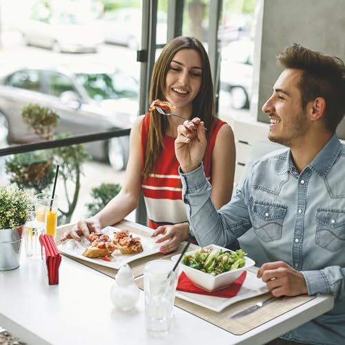 Placemats Set of 8 Washable, Heat Resistant Table Placemats Wipeable Faux Leather Place Mats Non Slip, Waterproof Square Table Mats for Indoor Outdoor, Beige