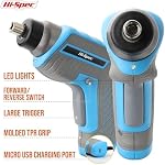Hi-Spec 3.6V Jeu de tournevis électrique rechargeable pour les réparations à domicile, bleu 35 pc inclus, 3/16 à 1/4 de gamme, travaux d'assemblage rapide, fatigue réduite des mains, changements de bits soignés, rangement rangé, stockage facile