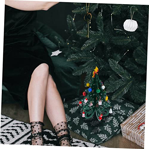 Amosfun Conjunto de enfeites de árvore de Natal de madeira 3D, verde, 80 g