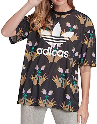 Amazon Co Jp Adidas アディダスオリジナルス 総柄 オーバーサイズ Tシャツ Fl4053 フラワー 半袖tシャツ 花柄 レディース Xs Multi Fl4053 ファッション