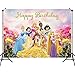 Doyomtoy Sfondo di Compleanno a Tema Principessa, Sfondo Fotografico per Ragazze ,Sfondo di Compleanno Del Fumetto Panno, Decorazione per Feste Banner Up Party Photo Props 5 x 3 Piedi (1,5 x 1 m)