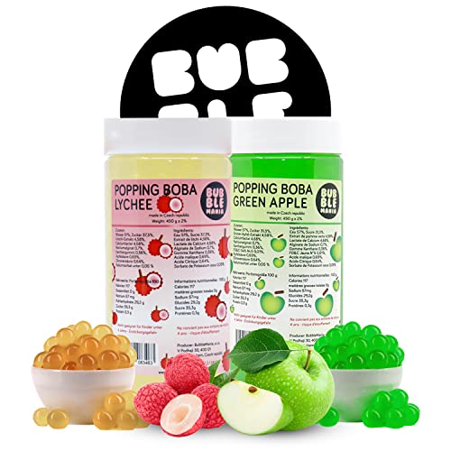 Popping Boba-Fruchtperlen für Bubble Tea - Fruit Bursting Tapioca Pearls von Bubble Mania (Litschi, Grüner Apfel, Pack of 2) Cover