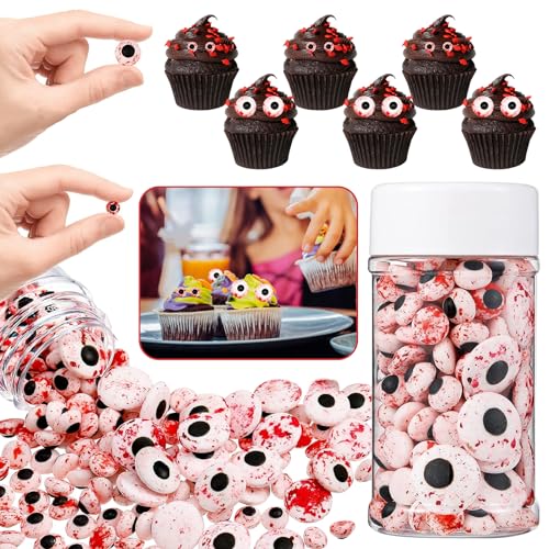 Ojos de azúcar comestibles (rojos), ojos de caramelo para Halloween, decoración de azúcar, decoración de galletas, rociadora de postre, rociadora de azúcar para Halloween, Navidad, decoración de