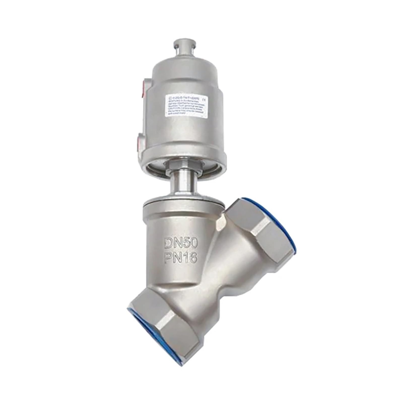 HDPHCRIUN DN50 Stainless Steel Pneumatic Seat Valve 16bar Normally Closed Actuator Angle Valves(CLOSED-SINGLE ACTING)