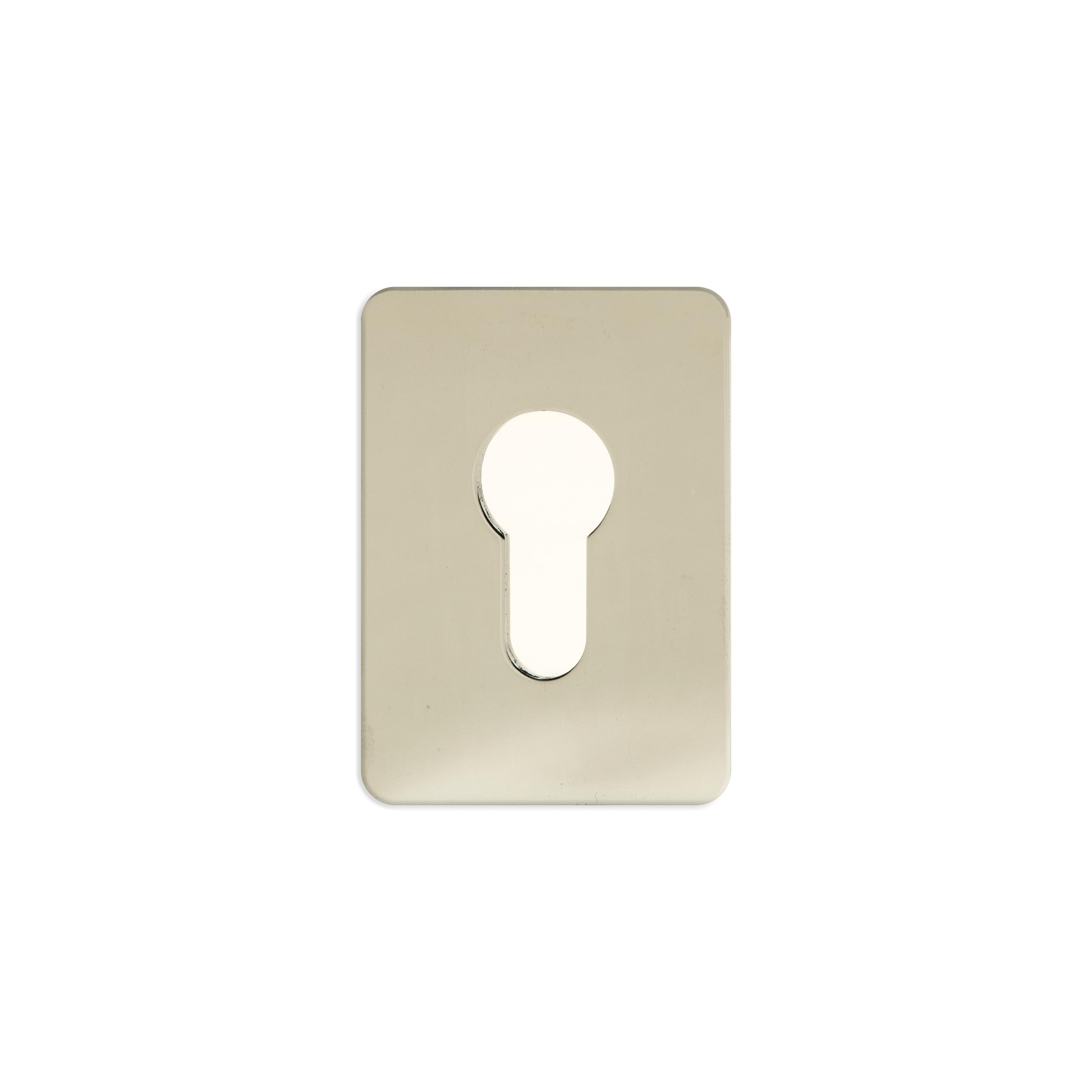 Tss Polished Chrome Euro Cylinder Stick On Repair Escutcheon, 65Mm X 47Mm. Self Adhesive Euro Profile Key Covers, Keyhole Cover For Euro Cylinder, Self Adhesive Door Plate