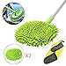 GES 2 in 1 Car Wash Mop Mitt with Long Handle, Chenille Microfiber Car Wash Brush Extension Pole 24-46In, Scratch Cleaning Tool for Car, Truck, RV, Total 2Pcs Mop Head and 1Pcs Car Cleaning Towels