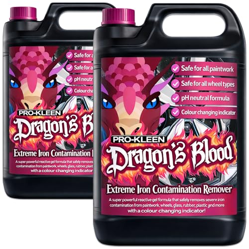 Pro-Kleen Dragon's Blood Extreme Iron Contamination Fallout Remover - Safe for Use on all Wheel Types -Super Concentrated, pH Neutral, Alloy Wheel Rim Cleaner (2 x 5 Litres)
