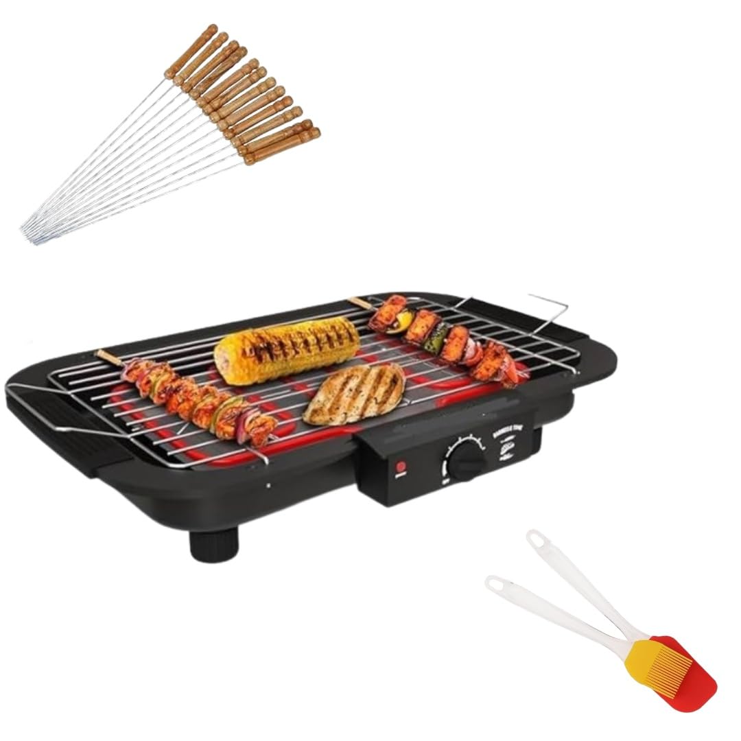 HOLY DELIGHT 2000W Electric BBQ Grill – Smokeless Indoor & Outdoor Tandoori Maker | Chrome Steel Electric Barbecue Stove for Grilling, Roasting, Tandoori, Veg & Non-Veg Sizzlers (Black)-image-8
