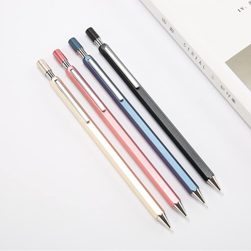 Druckbleistifte, 1 Stück, Metallstift, Druckbleistift, Bürostift, mattierter Metallstift, Aktivitäts-Graphitstift, Schreibwaren für Schüler (0,5 mm Schwarz) (0,7 mm Gold)