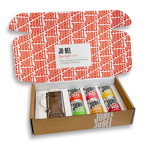 JUBEL Mixed Gift Pack With Branded Glass (6x330ml) - Perfect Beer Gift - Award Winning & Gluten Free - Vegan & Low Calorie - Dangerously Refreshing Fruit Lager - Craft Beer Gift Set