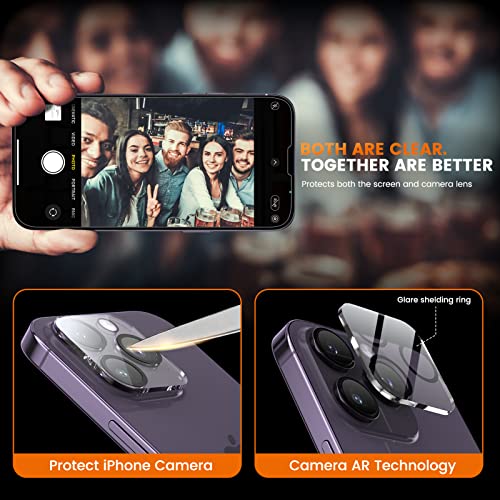 Ez-Glaz 4+2 Pack [Auto Alignment Kit] Screen Protector Designed For Iphone 14 Pro Max 6.7'' With Camera Lens Protector [Drop Protection] Hd Clear 9H Hardness Tempered Glass Film, Easiest Installation #TOP5
