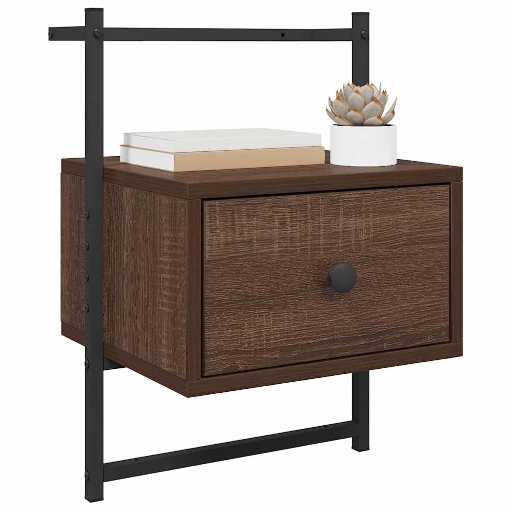 Comodino da parete sospeso, effetto rovere, 35 x 30 x 51 cm | Consolle da parete salvaspazio per camera da letto con pratico cassetto e superficie facile da pulire.