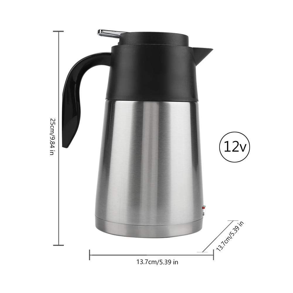 1300ml Car Truck Travel Electric Kettle Pot Heated Water Cup Stainless Steel Small Appliances 12V/24V (12V Car)