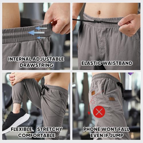 Image of JMIERR Mens Cotton Stretch Joggers Casual Twill Athletic Track Pants