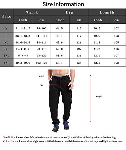 HAHAEMMA Joggingbroek voor heren, slim fit, cargo-chinos, casual, jogger, sportbroek, vrijetijdsbroek, jeans broek met zakken, joggers, activewear, broek, stretch, zwart, herfst en winter, M-4XL - Image 8