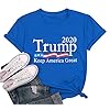 FASHGL Trump Keep America Great T Shirt for Women 2020 Trump Supporters Tees Slogan Printing Short Sleeve Top (Blue, M)