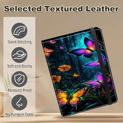 Image of Photo Album 4x6 120 Photos with Strong Elastic Band, Neon Butterfly Garden