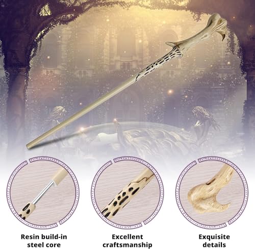 Image of MilesMagic Harry Potter Wand with Magic Spell and Platform Ticket | Wizard Cosplay Light Up LED Sorcerer's Witchcraft Magic Dress Up Wand for Potterheads | 33 cm | (Lord Voldemort)