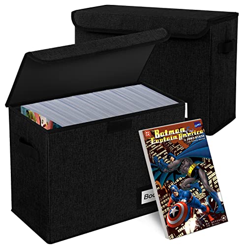 YNSZAS 2 Pack Comic Book Storage Box, Comic Protector Organizer, 15.8' X 7.8' X 11.8', Collapsible...
