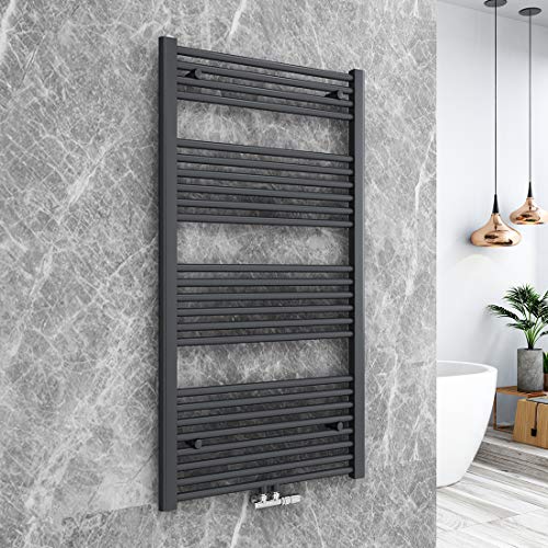 Preisvergleich Produktbild Bath-mann Heizkörper Badheizkörper Handtuchhalter für heizung Handtuchtrockner Bad Mittelanschluss Handtuchwärmer, Horizontal 120x60cm Matt Schwarz