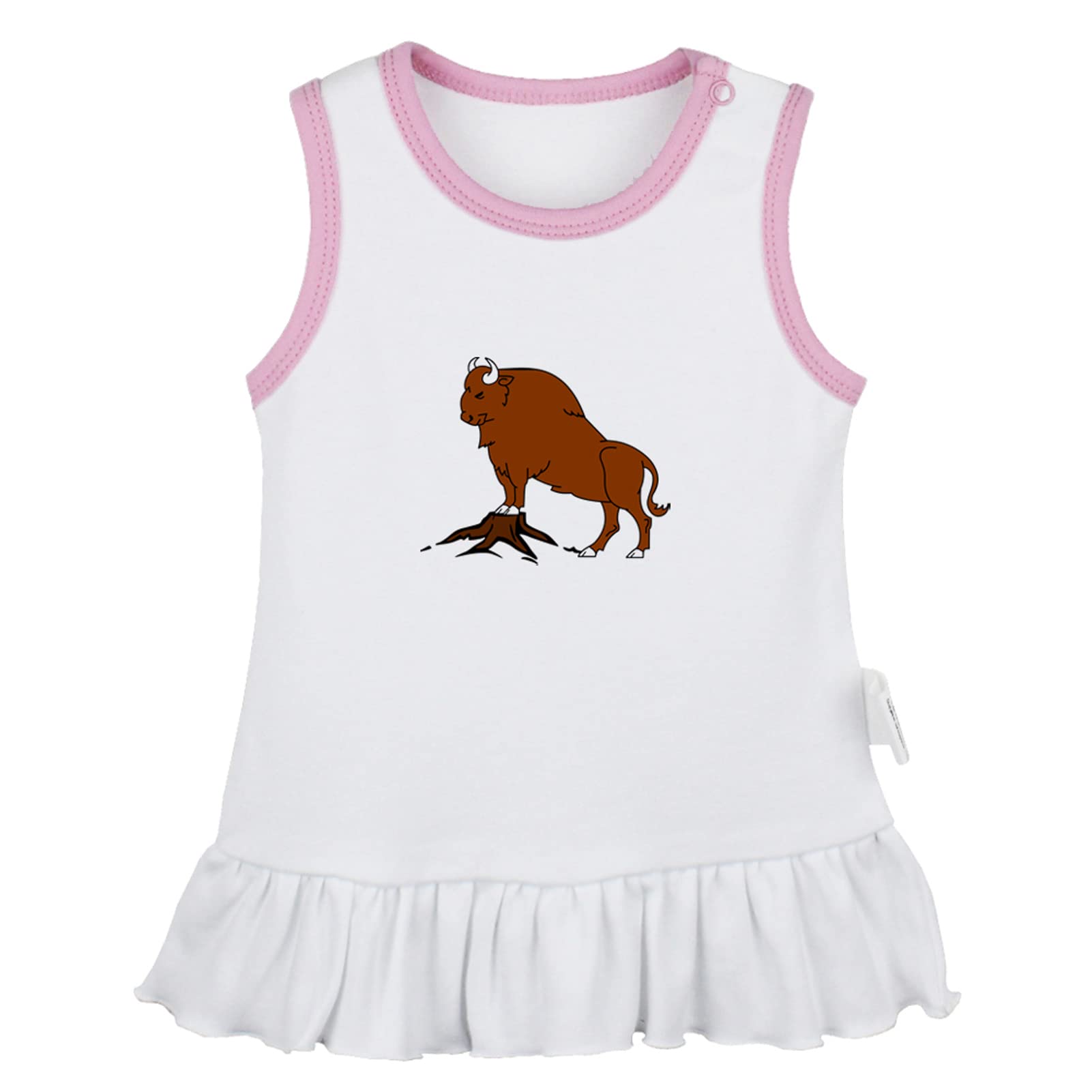 Little Baby Cute Dresses Infant Baby Girls Princess Dress 0-24 Months Kids Cute Ruffles Animal Bison Skirts Toddler 100% Cotton Clothing