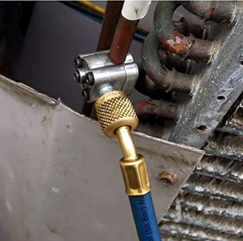 image for wadoy R134a Charging Hose to Refrigerator - with Gauge - R-134a can to