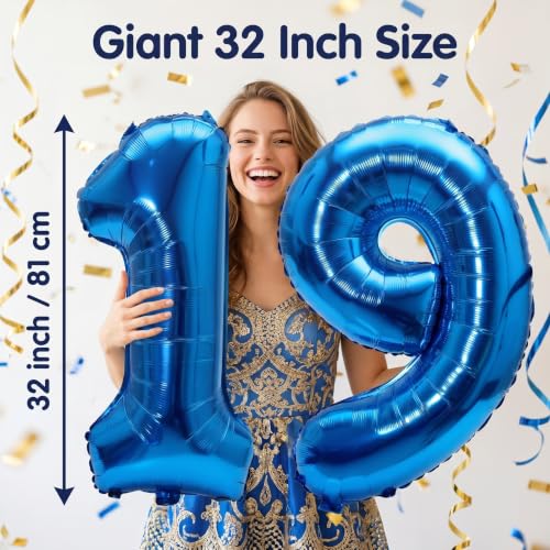 Image of YPSelected 32 Inch Large Foil Helium Number Balloon Birthday Wedding Party 0-9 (Blue, 9)