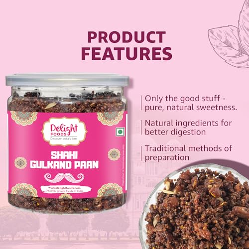 Image of Delight Foods Gulkand Meetha Paan Mukhwas 300g | Sweet Paan Mouth Freshener & Digestive | Without Supari | Refreshing After-Meal Snack | Traditional Indian Mukhwas