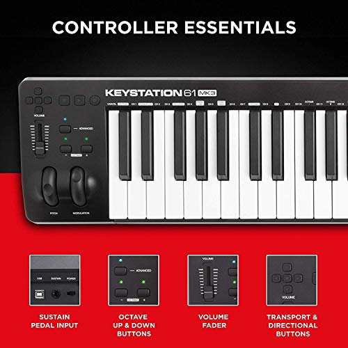 Image of M-AUDIO Keystation 61 MK3 Paquete de Controlador MIDI con Pedal de Sustain M-AUDIO SP-2 para Grabacion de Estudio, Produccion Musical, Podcasting, Streaming