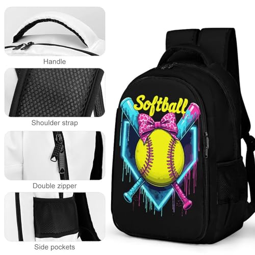 Softball Home Plate Dripping Game Day Backpack Large Capacity Backpacks Leisure Travel Daypack 12.6X7.3X16.5 Inch4